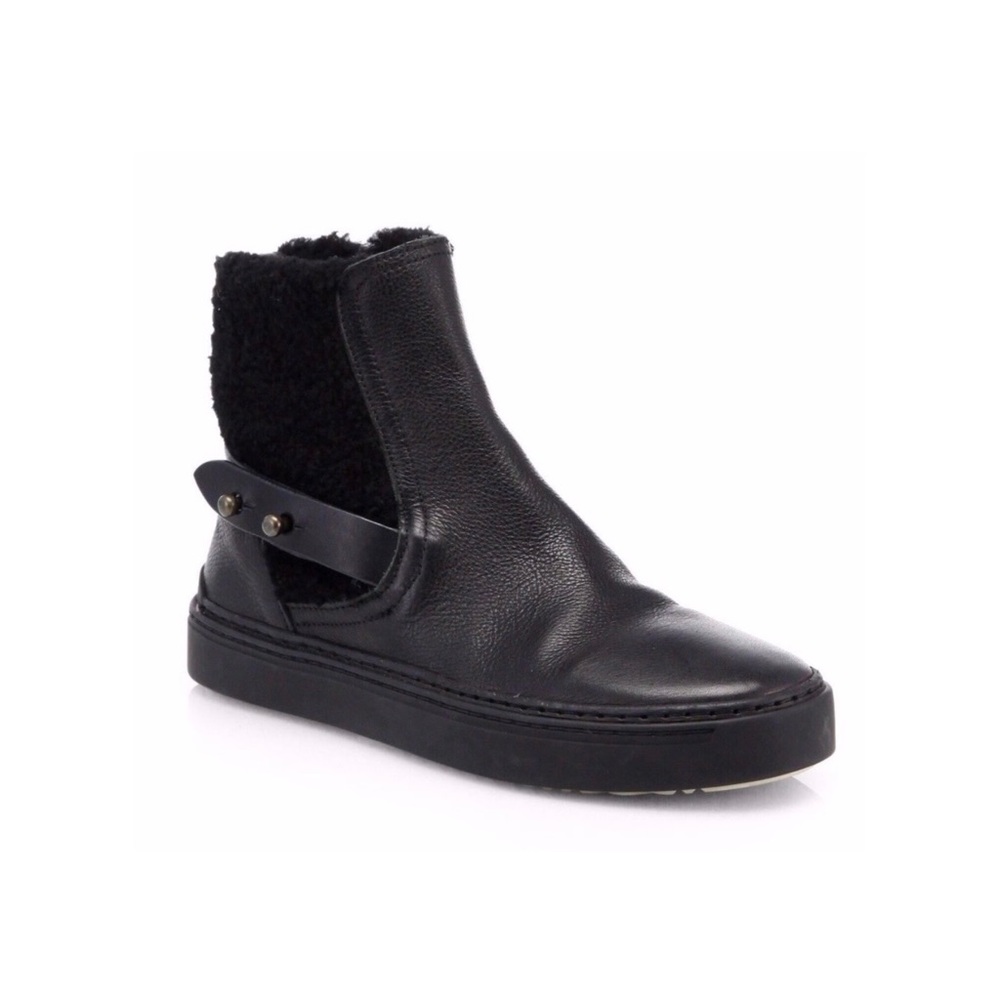 Rag & Bone Farling Black Leather Shearling Booties